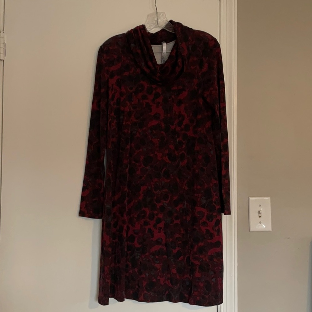 kensie patterned small cowl neck dress